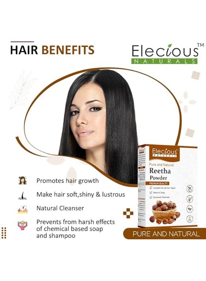 Elecious Pure Reetha Powder for Hair (200 Grams) | Ideal for Hair, Face and Skin | Soapnut powder | 100% Pure and Natural, No Chemcial, No Preservative. - Image 3